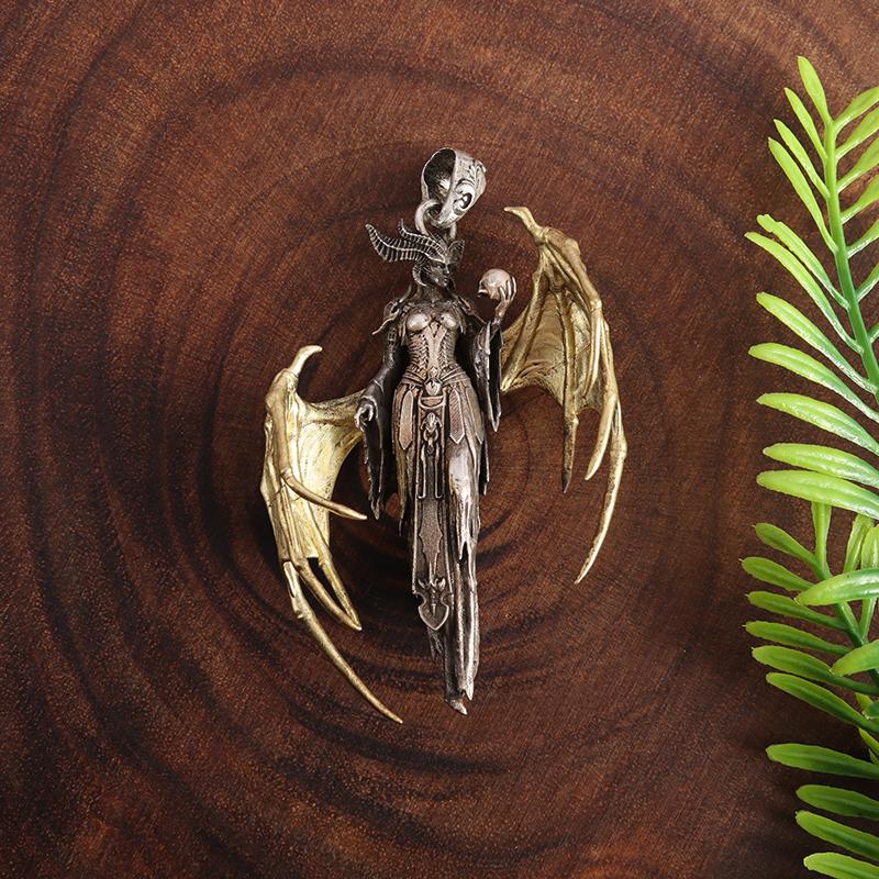 Golden Wings Mother of Demon Pendant Female Soldier Witch Necklace Couple Trend Jewelry Anniversary Gift