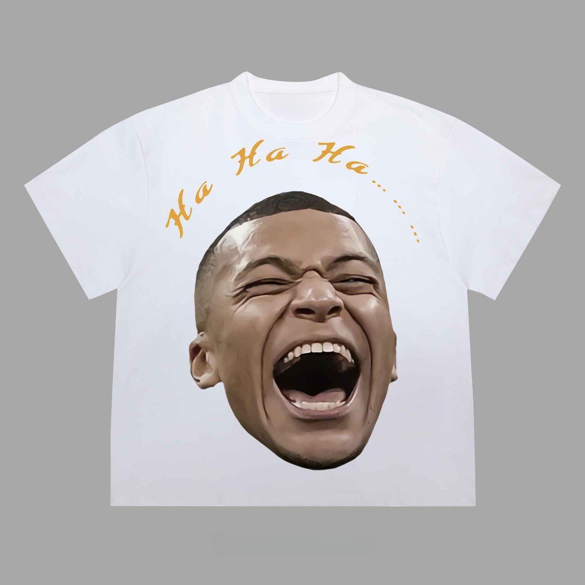 

Pure Cotton Football Star Big Head American Retro Short-sleeved T-shirt for Men - Funny Print, Loose Fit Upper Garment S разноцветный