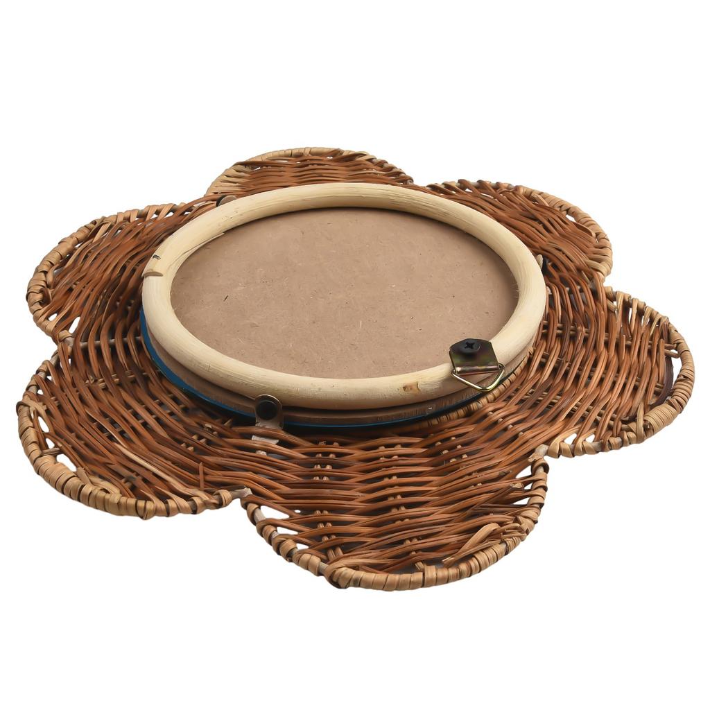 Bathroom Vanity Mirror Decorative Mirror Living Room Garden Dimensions 15cm Easy Wall Mounting Rustic Rattan Frame