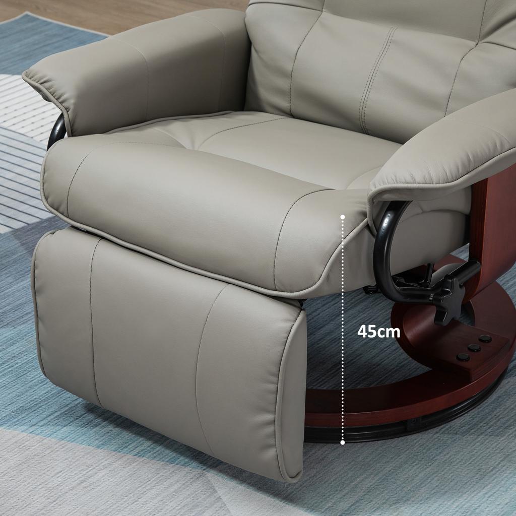 Recliner Chair TV Chair Lounge Chair Faux Leather 360 degrees Swivel Chair 145 degrees Reclining Grey 78 x 87 x 100 cm