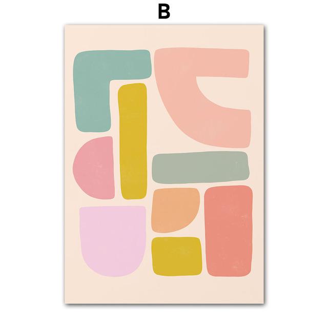 Minimalist Flower Color Block Coral Daisies Nordic Canvas Painting Wall Art Posters Prints Abstract Pictures Living Room Decor