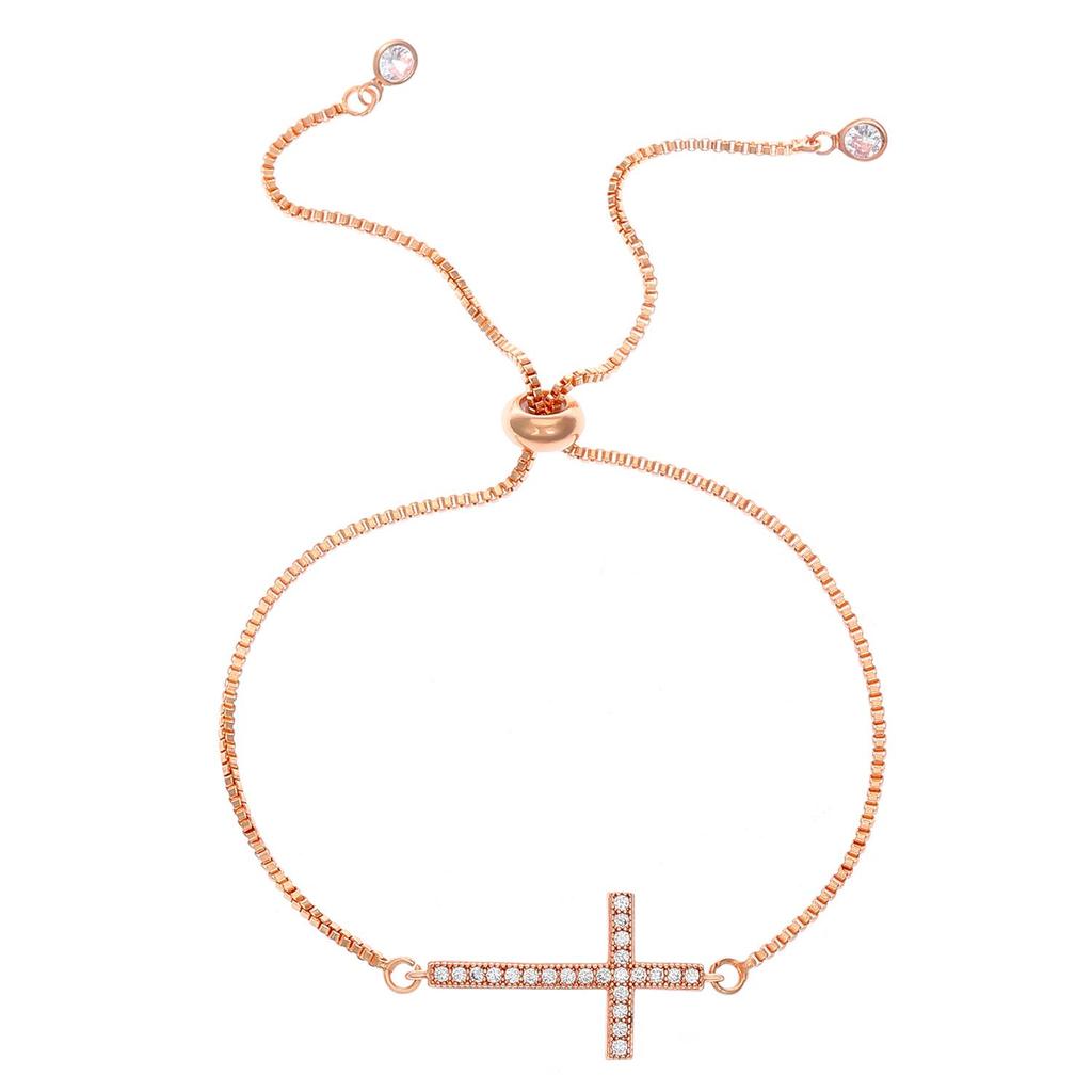 Diamond-Studded Cross Bracelet for Women: Elegant Adjustable Drawstring Bangle In European and American Style
