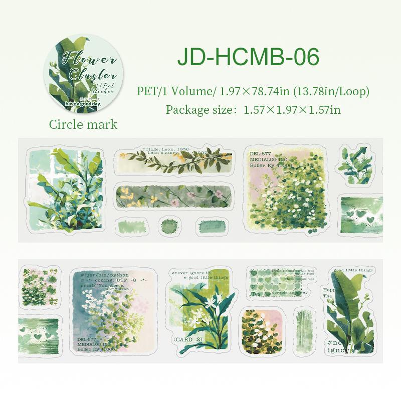 50mm*200cm Flower Cluster Series Vintage Plant Floral Landscape PET Tape Creative DIY Journal Material Collage Stationery