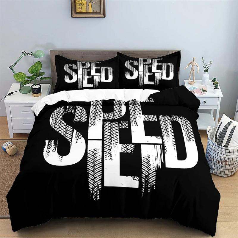 3D Car King Queen Duvet Cover Vintage Lightweight Train Bedding Set for Teens Adult Racing Supercar 2/3pcs Polyester Quilt Cover