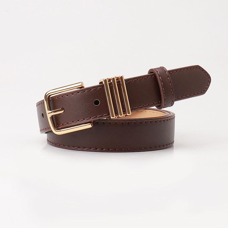 Womens Slim Faux Leather Belt With Alloy Pin Buckle Casual Chic Waistband Jeans Office Wear