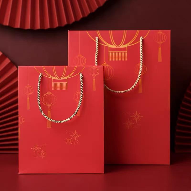Retro Chinese Red New Year Valentine Gift Bag - Candy Box Paper Handbag Souvenir