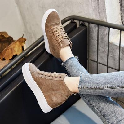 8CM Genuine Leather Autumn Platform Sneakers Wedge Shoes Height Increased Super High Heel for Women Slip On Shoes Slipon Sneaker