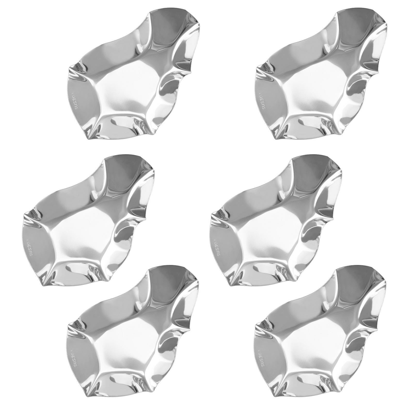 

Набор из 6 элегантных тарелок для устриц из нержавеющей стали марки 304, переносная сервировочная тарелка, подходит для подачи морепродуктов и соусов для макания