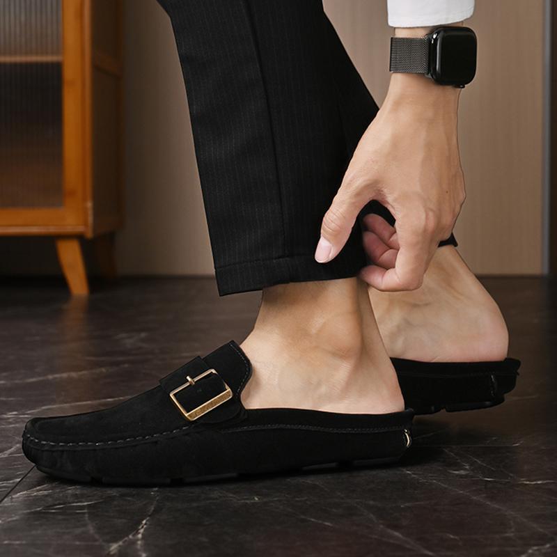 Fashion Mules Flats Man Slides Slippers Male New Brand Designer Mens Half Drag Shoes for Men Casual Vintage Loafers Fashion Half Shoes