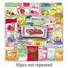 50pcs Cute Food Cartoon Stickers: Waterproof Snack-Themed Graffiti for Journals & Storage Boxes