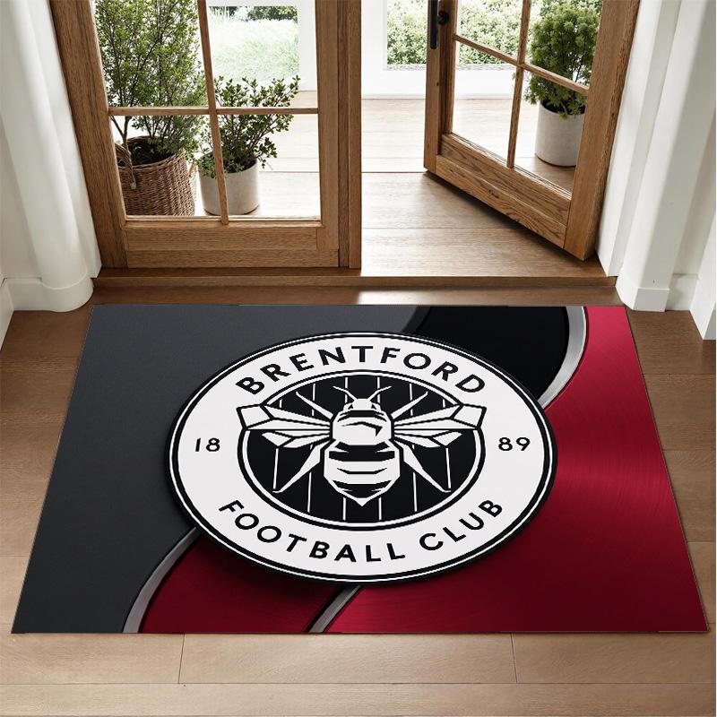 Brentford Football Design Crystal Velvet Rug Soft Decorative Mat for Bedroom Entrance