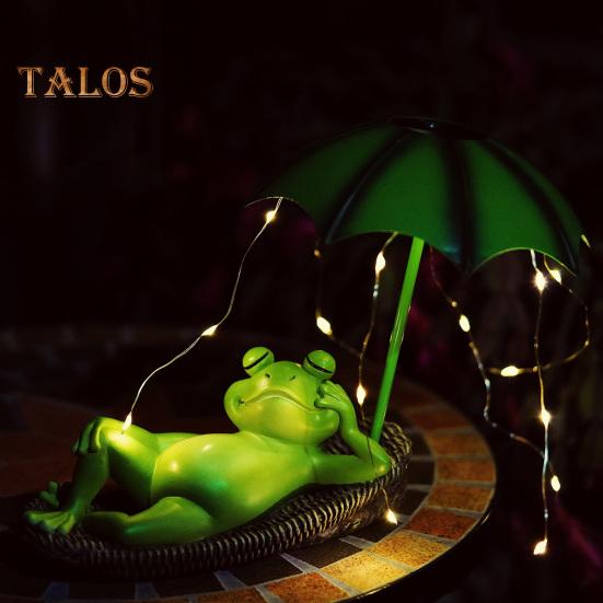 Solar Frog Garden Statue with LED Lights Frog Sculpture Decoration Outdoor Decor Animal Figurine Waterproof Ornament for Patio Lawn Yard