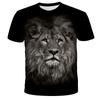 Summer Round Neck 3D Lion Print Top Fashionable Casual Short Sleeved Men's T-shirts