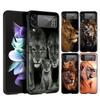 Hard PC Phone Case For Samsung Galaxy Z Flip 7 6 5 4 Black Cover For Galaxy Z Flip 3 Foldable Shockproof Lion Alpha Male Cub Bag