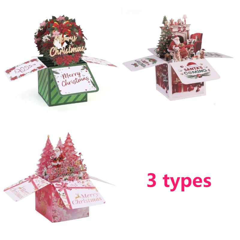 

Christmas Pop Up Greeting Merry Christmas New Year Greeting Cards 3D Paper Sculpture Swan Mermaid Thank You Cards Decor Gift