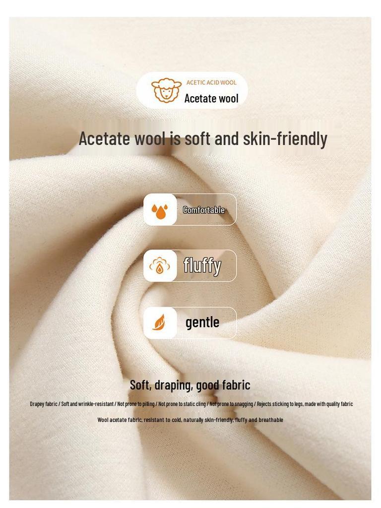Coffee-Colored Wool-Blend Wide-Leg Velvet Pants for Women - 2025 Autumn/Winter Collection.