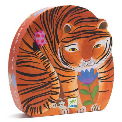DJECO Silhouette Puzzle "Tigers Walk" 24-Piece Jigsaw Puzzle, Tiger, Ages 3, 4, and 5, Boys and Girls, Toddlers, Baby, Present, Gift, Toy, Children,