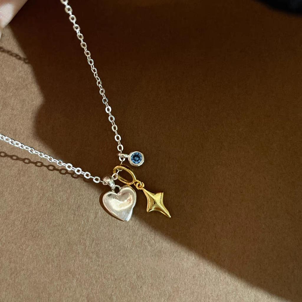 Removable love star light imitation green flash diamond pendant necklace 2025 new high-end collarbone chain