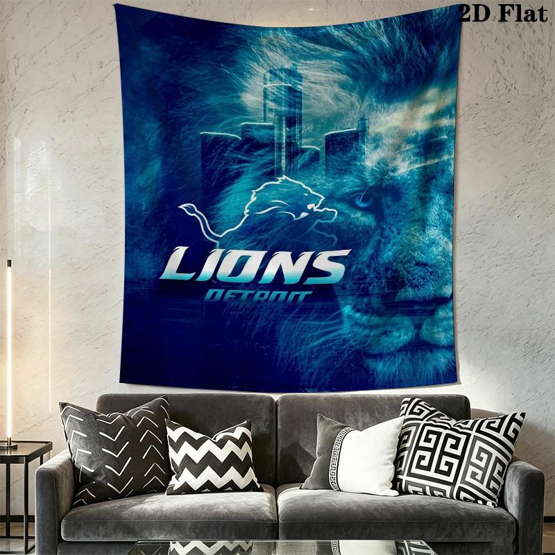 Detroit Lions Wall Tapestry Aesthetic Wall Hanging Printed Fabric Blanket Decorative Tapestries for Bedroom Living Room Home Decor