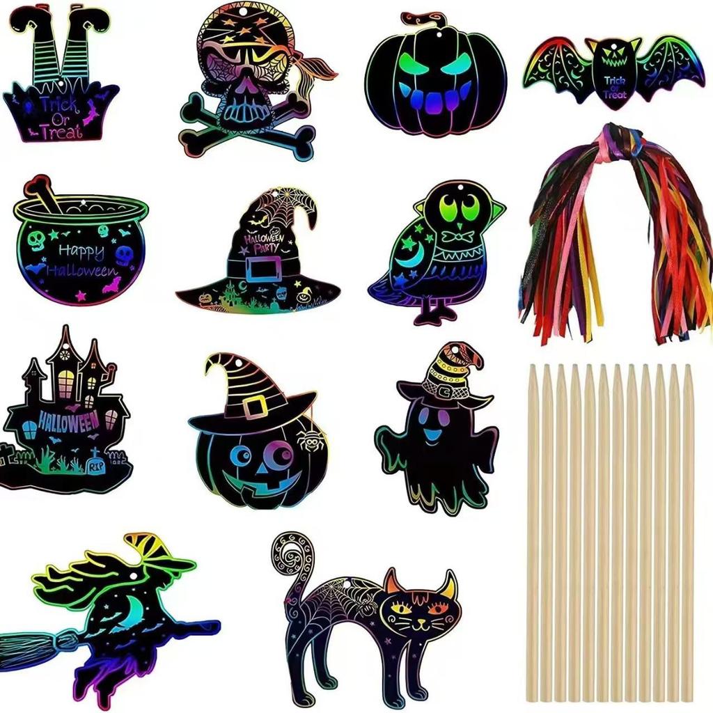 Halloween DIY Scratch Art Animal Decoration for Kids