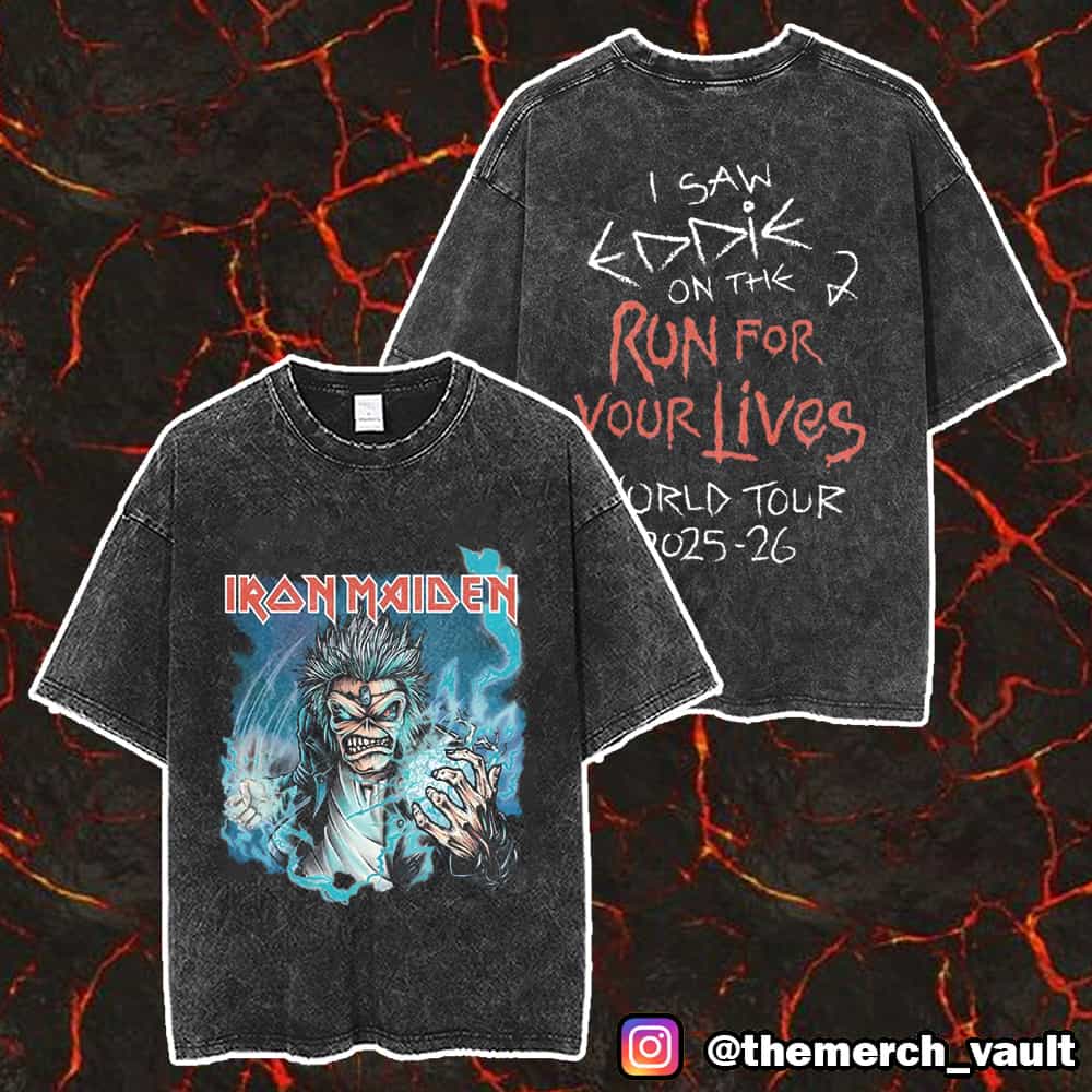 Iron Maiden Run for Your Lives World Tour Event T-shirt Washed Oversized Y2k Short Sleeve Men Women Unisex Tee Streetwear Clothing