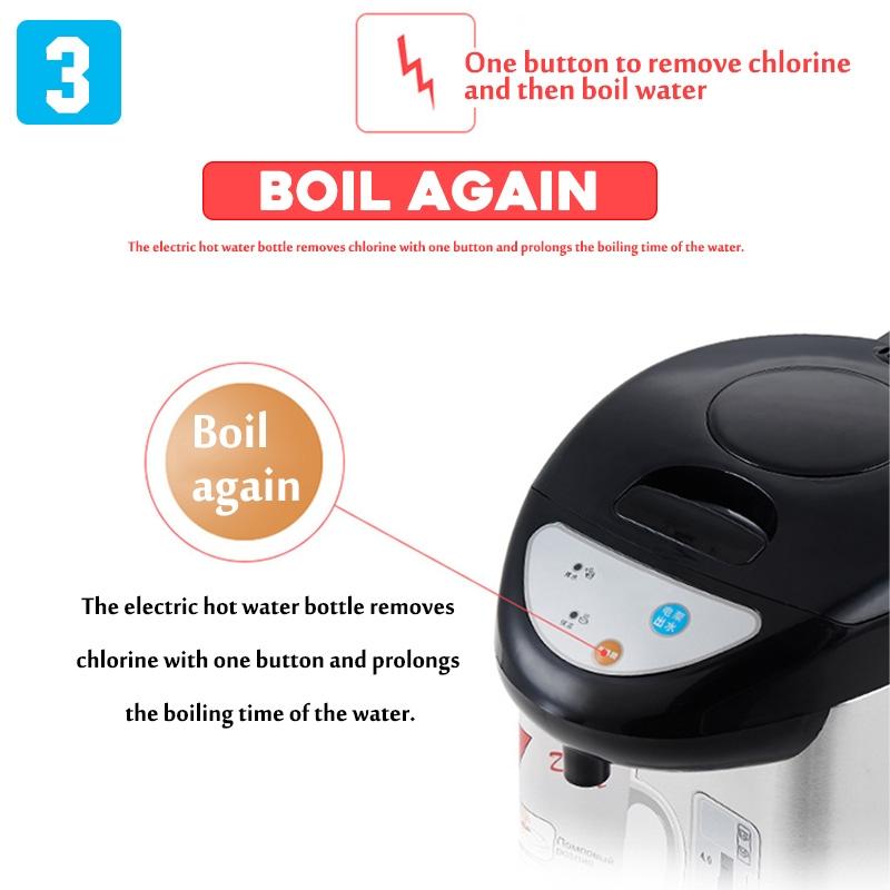 304 Stainless Steel Wired Electric Kettle Water Boiler and Warmer Anti-dry Power off Heating Large Capacity 750W 5L