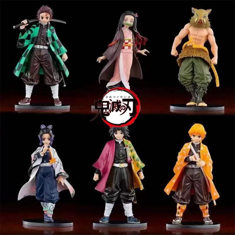 Animefigur Kamado Tanjirou Nezuko Demon Slayer Figur Actionfigurer PVC Modell Leksaker Zenitsu Figur Inosuke Kimetsu No Yaiba