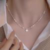 Handmade Minimalist Freshwater Pearl Necklace Women 5-6mm Silver-Tone Geometric Choker With Sterling Pendant