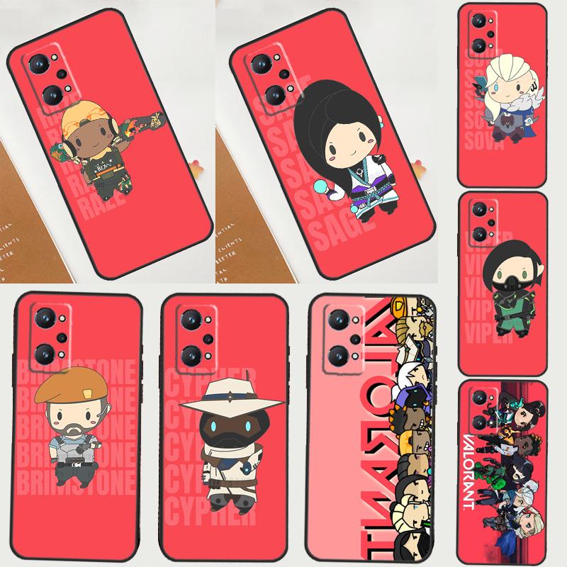 Cute Cartoon Chibi Valorant Case For Realme GT 7 Pro GT 6 6T 5 C61 C67 C55 C53 C51 C21Y C25S C75 10 11 12 13 14 Pro Plus