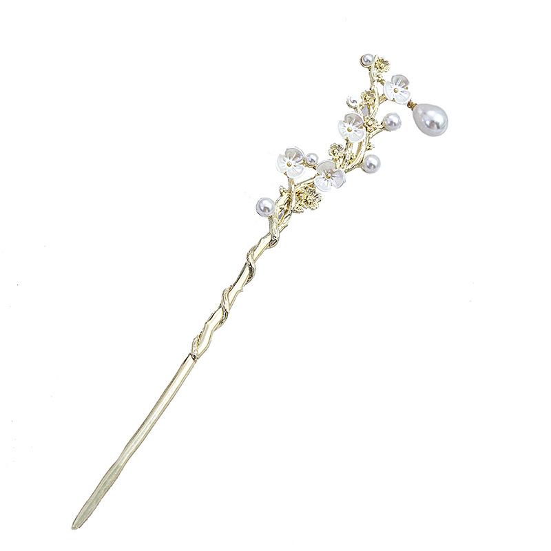 National Tide New Chinese Hairpin Liquid Metal Butterfly Hairpin Crescent Set Diamonds Vintage Bamboo Joints Tassel Hairpin Coiffure Hairpin