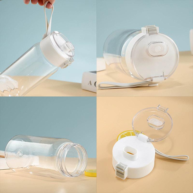 Water bottle unprinted flat replacement plastic water cup high value male and female students simple accompanying cup outdoor with tea compartment