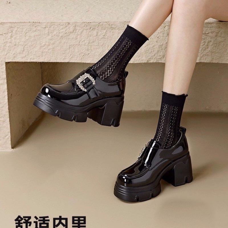 Fashion Autumn Women's Casual Classic Sweet Loafers Thick Sole Fashion Thick Heel Women's Mary Jane High Heels Zapatillas De Deporte