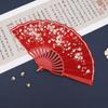 Elegent Chinese Style Plum Blossom Fan Plastic Dance Performance Props Antique Folding Fan Flower Pattern Cloth Dance Fan
