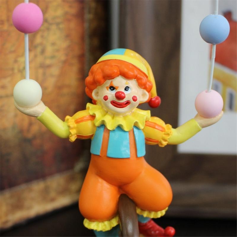 Funny Acrobatic Clown Figurine with Colorful Ball Resins Art Piece Stable Base Design For Bookshelves Or Desk
