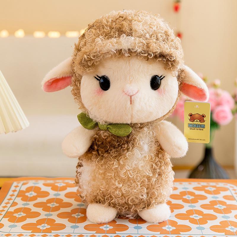 Păpușă drăguță de miel rulat, jucărie de pluș de miel, păpușă pentru mașină, aruncare la nuntă, cadou de ziua de naștere pentru copii