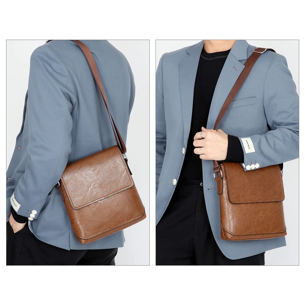 Whatna Leather Shoulder Crossbody Chest Thick Vertical Fits Small Business Bags Perfect for and NB002 Men's Bag, Bag, Bag, Leather, Design, (B5 Size),