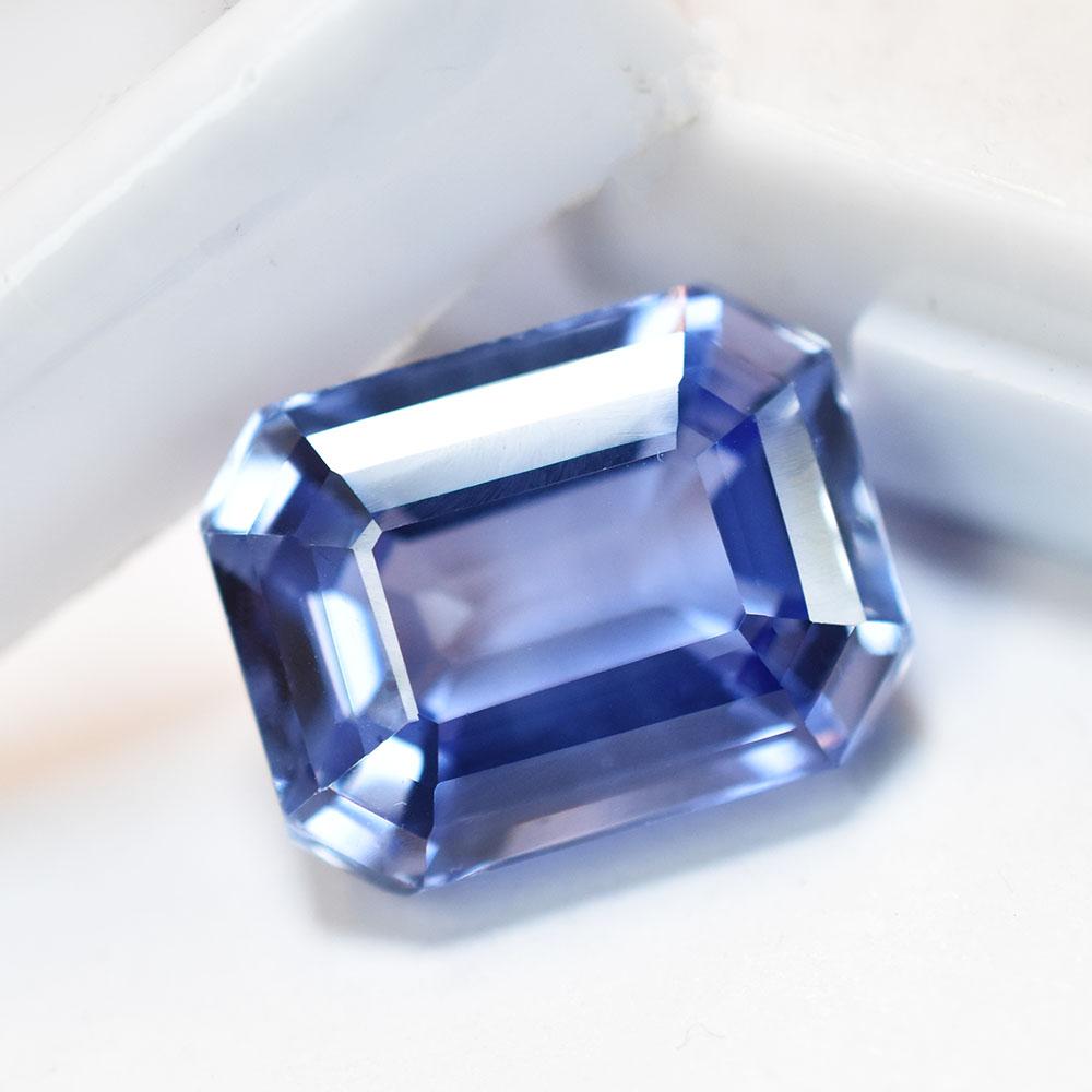 Natural Blue Sapphire Loose Gemstone 13.55 ct Ceylon Emerald Cut September Birthday Birthstone