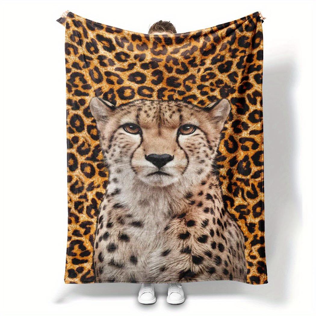 

Leopard Print Flannel Throw Blanket Stylish Soft Cozy Fleece for Sofa Office Car All Season Fun Gift 150x200cm 59x79in 130x150cm51x59in