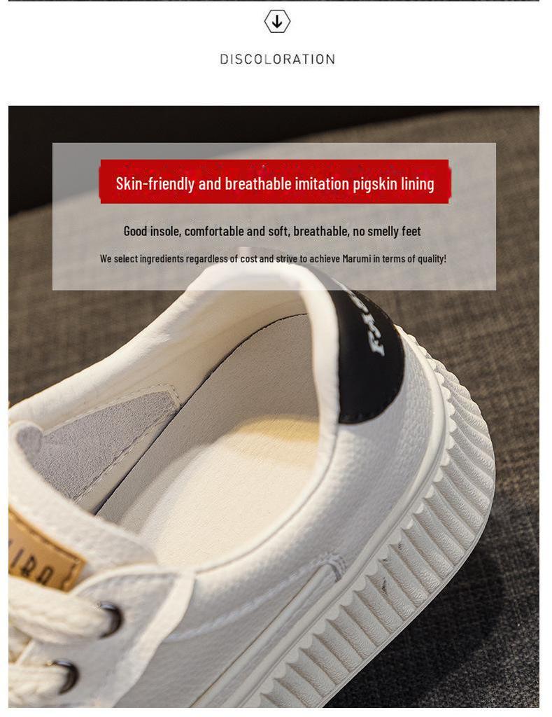 Adidași de damă din piele naturală cu vârf tip scoică, albi, cu tălpi groase, pentru primăvara 2025