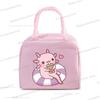 Funny Axolotl Series Lunch Bag Women Cartoon Axolotl Graphics Bento Thermal Handbags Thickened Insulation Kids Lunch Box Bag