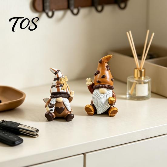 Handcrafted Resin Crafts Mini Coffee Gnome Ornaments, Sitting Bean Goblin Figurines, Kitchen Shelf Decorations Cute Statue for Shop Tabletop