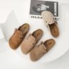 Cowhide version~ Birkenstocks women's leather cork heightened platform slippers fishing bag head half slippers Japanese Boken shoes