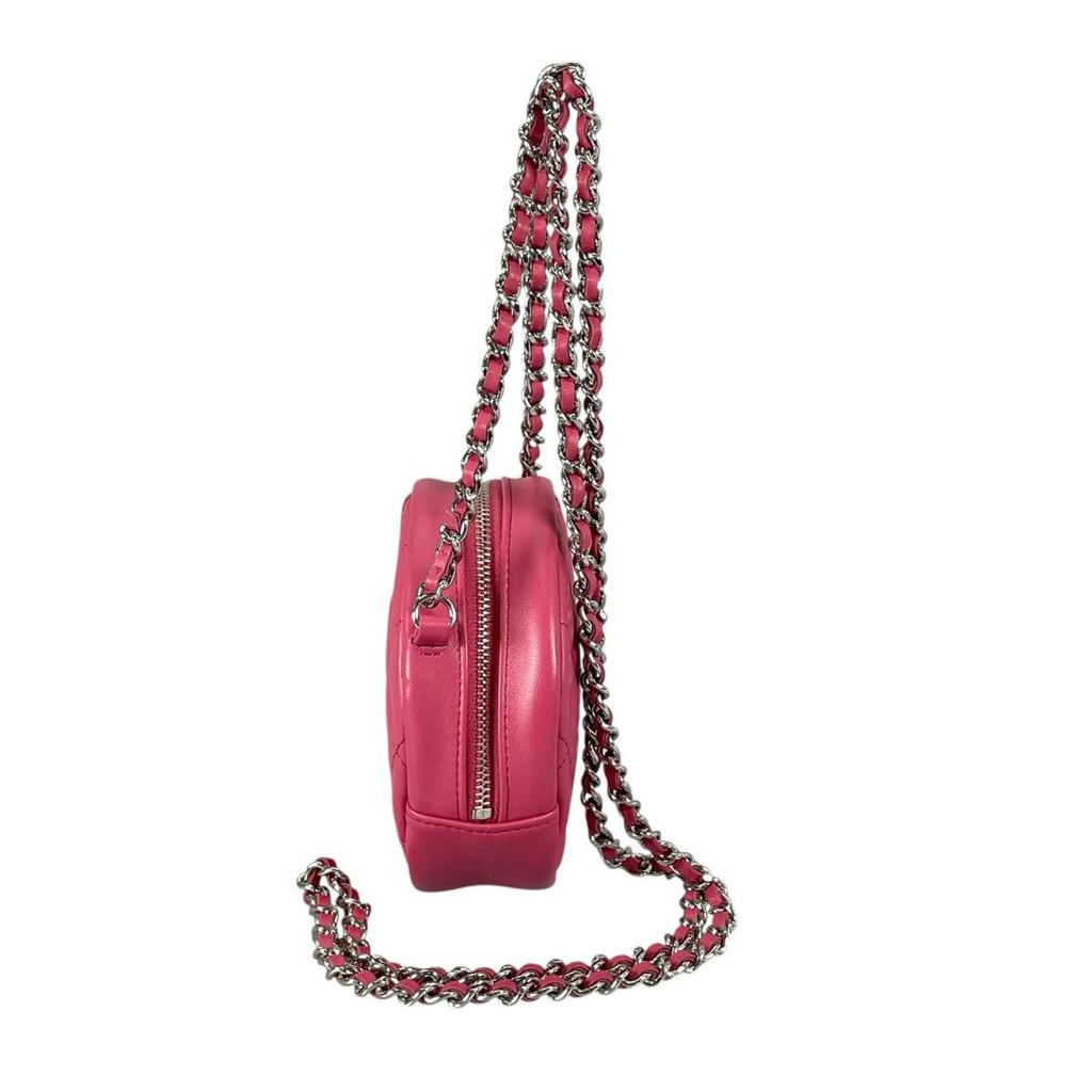 Chanel COCO Mark Matelasse Round Mini Shoulder Bag Lambskin Pink Women A70657 Used