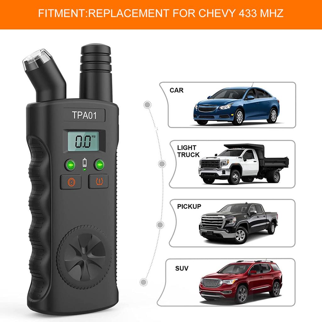 2 In 1 TPA01 Digital Tire Pressure Gauge TPMS Auto Tire Monitor Relearn Monitor Tool System Replacement for Chevy