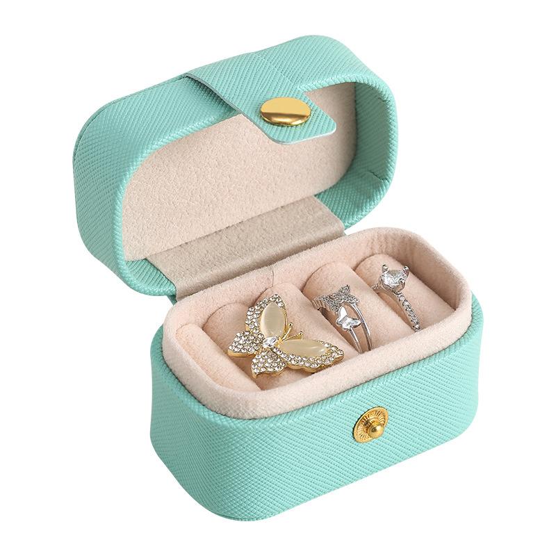 Mini Ring Box Portable Stud Earrings Jewelry Box Leather Earrings Ring Storage Box Jewelry Box