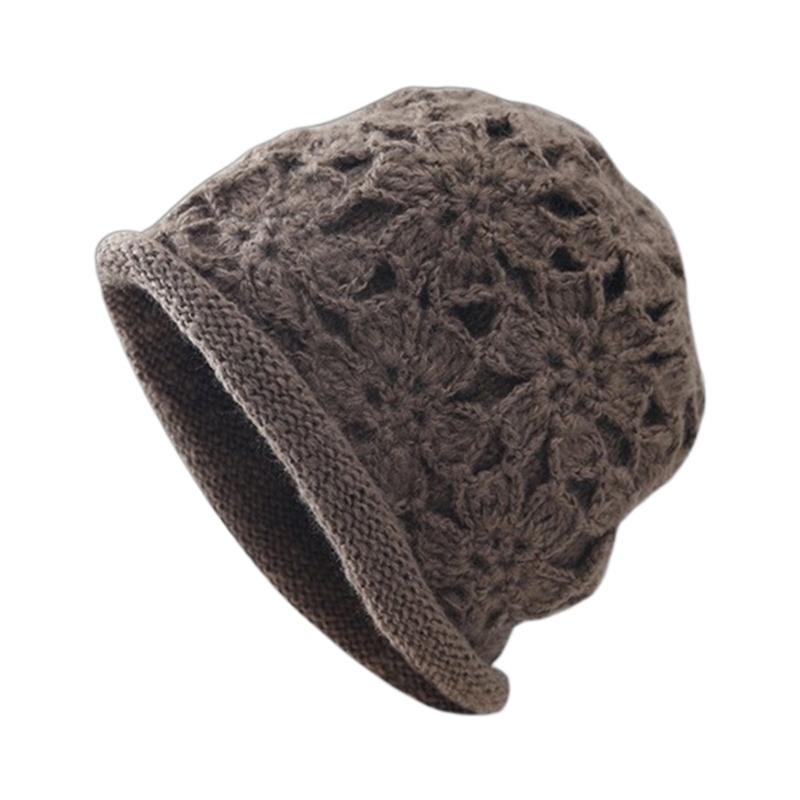 Häkelblumen-Damenmütze Gestrickte Damenmütze Multifunktionale Tragbare Kopfdekorationen für Drinnen, Draußen, Reisen, Camping