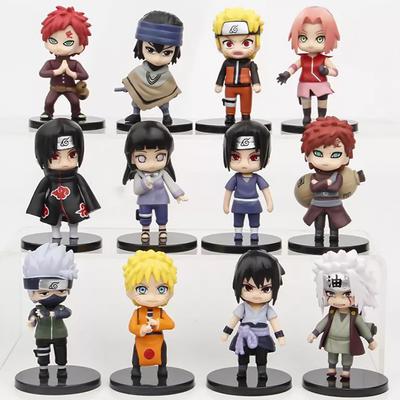 12pcs/set Naruto Shippuden Anime Figures Hinata Sasuke Itachi Kakashi Gaara Q Version PVC Toys Dolls for Kids Christmas Gifts