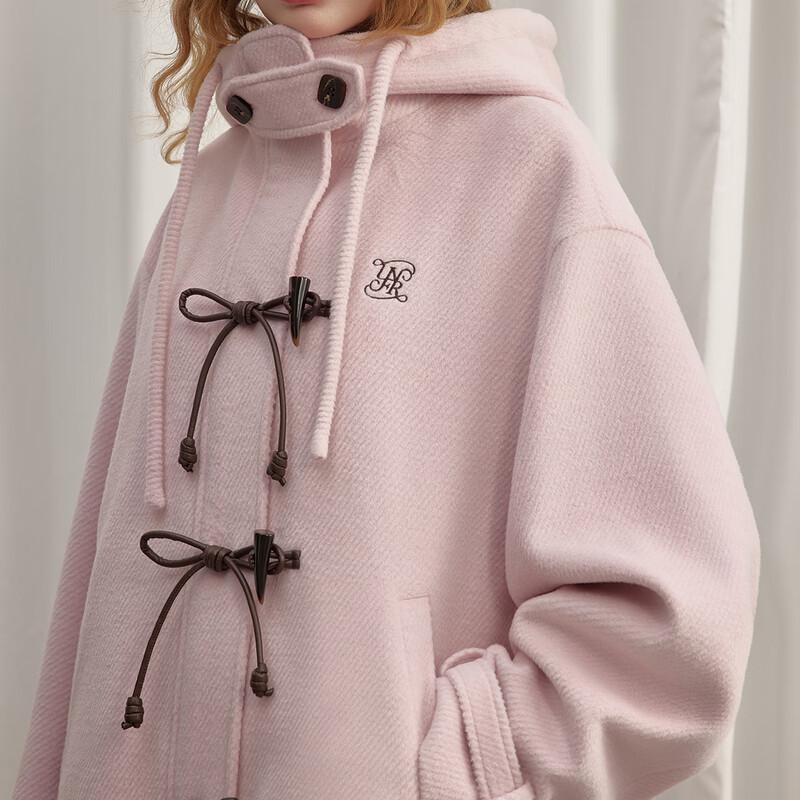 UNIFREE Women's Elegant Mid-Length Wool Coat with Bow Detail