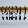 10Pcs Curtain Rings With Clips Metal Curtain Hooks Hangers Black Drapery Clips With Rings Curtain Accessories