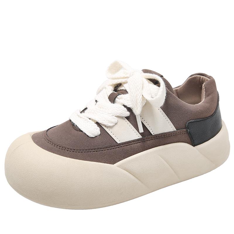Black Sneakers Woman Flats Shoes Trend Round Toe Spring Autumn Sneakers Women Vulcanized Shoes Lace Up Non-slip Casual Sneakers